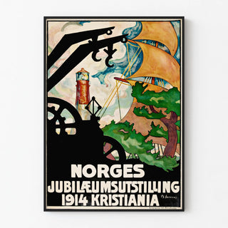 Vintage poster for the Norway exhibition 1914 Kristiania