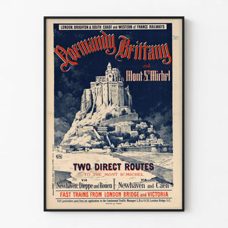 Vintage Poster of Normandy, Brittany, and Mont Saint-Michel