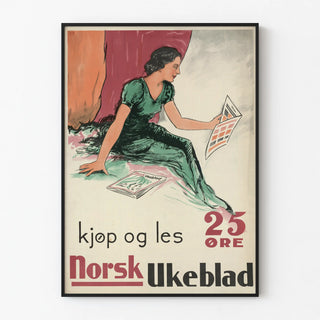 Vintage Norwegian Ukeblad lecture magazine poster