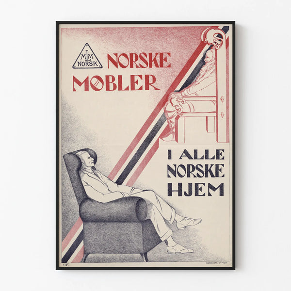 Vintage Norwegian furniture poster for wall decoration