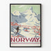 Vintage Norwegian Poster of Mountains and Skiing