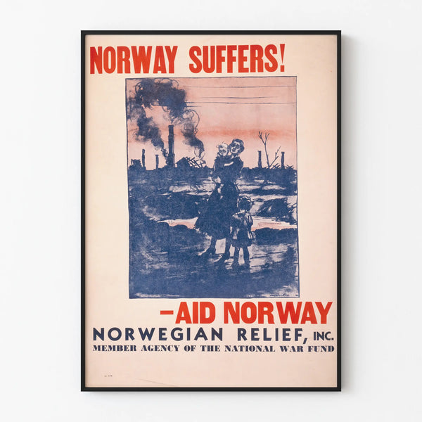 Vintage poster of humanitarian aid Norway - Wall decoration