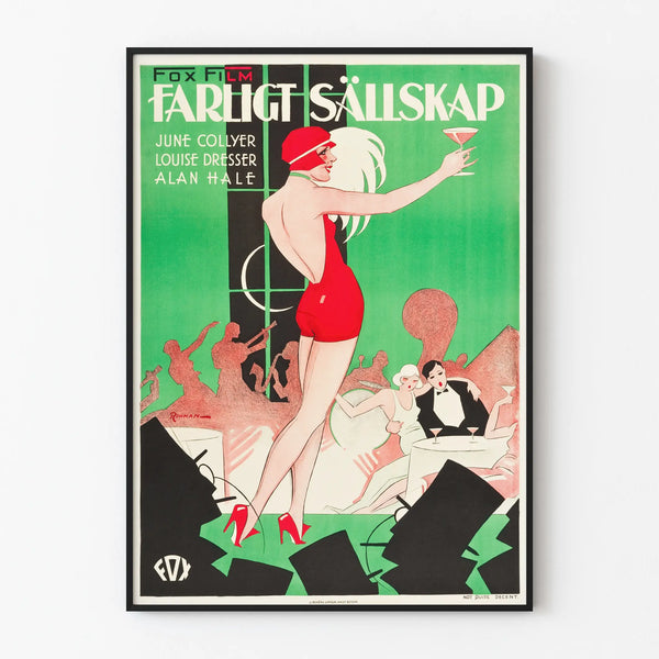 Vintage poster of the film Farligt Sällskap - Retro wall decoration