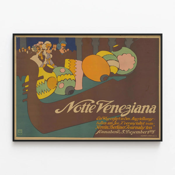 Vintage Notte Veneziana Poster for Wall Decoration — framed artwork on a wall