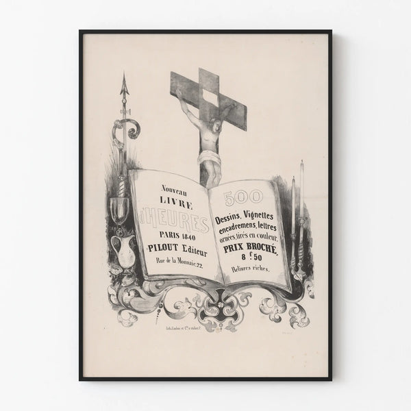 Vintage Poster of the New Book of Hours Paris 1840 Decorative