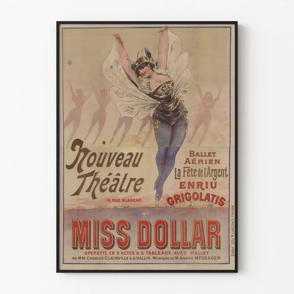 Vintage Miss Dollar Poster New Theatre Paris Wall Decoration