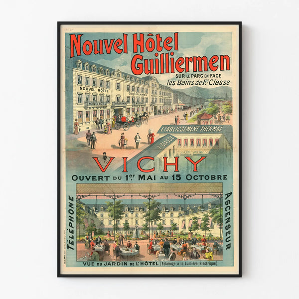 Vintage poster of the New Hotel Guilliermen in Vichy