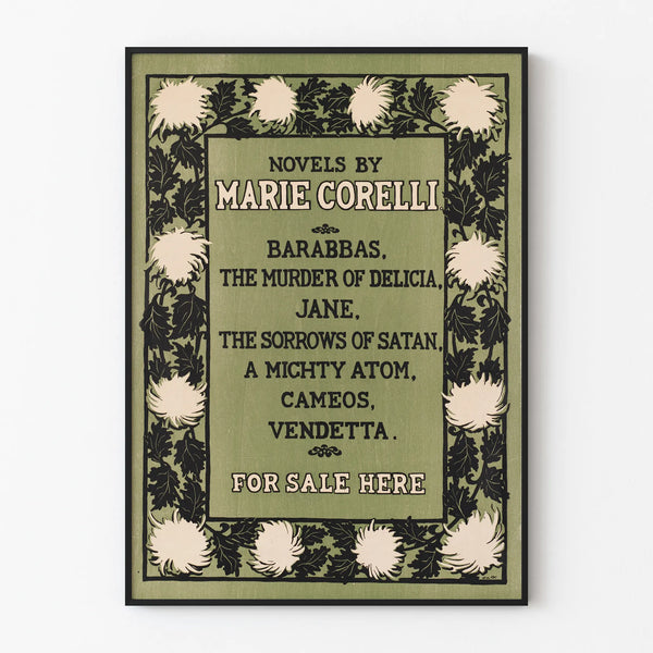 Vintage poster of Marie Corelli's novels wall decoration