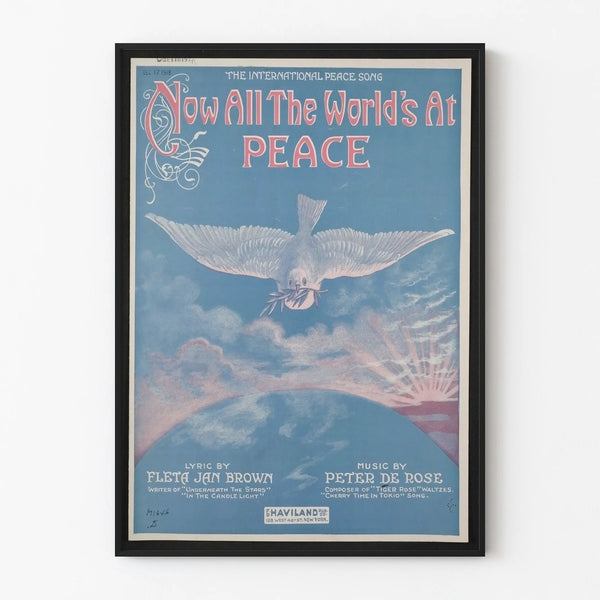 Vintage peace poster with dove and rising sun