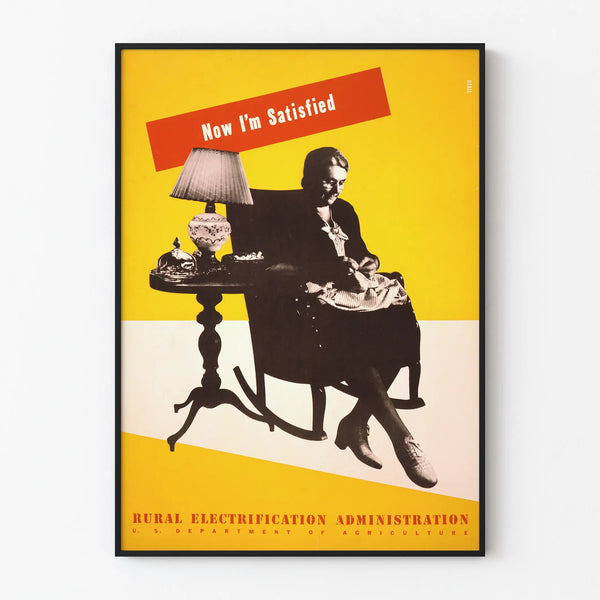 Vintage Poster Now I'm Satisfied - Retro Wall Decoration