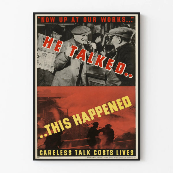 Vintage safety awareness poster for workplace caution