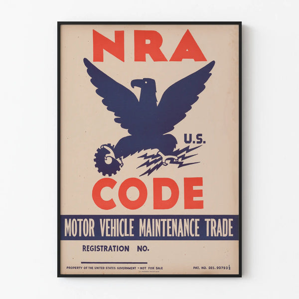 Vintage Poster Code NRA for Motor Vehicle Maintenance