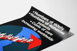 Graphic poster on the global increase in aging and Alzheimer's care