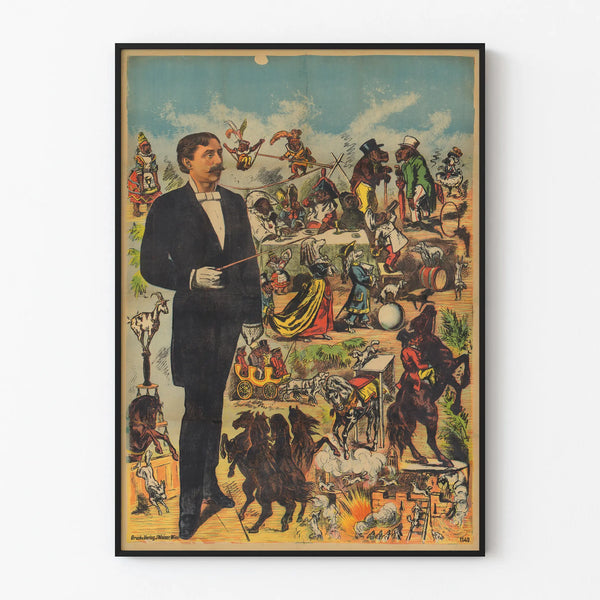 Vintage poster of a scholarly animal scene in color
