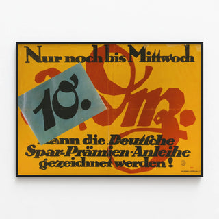 German Vintage Poster Announcement Last Issue Date — framed artwork on a wall