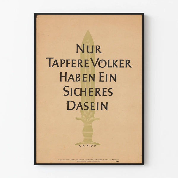 Vintage wall poster with quote about courage and determination
