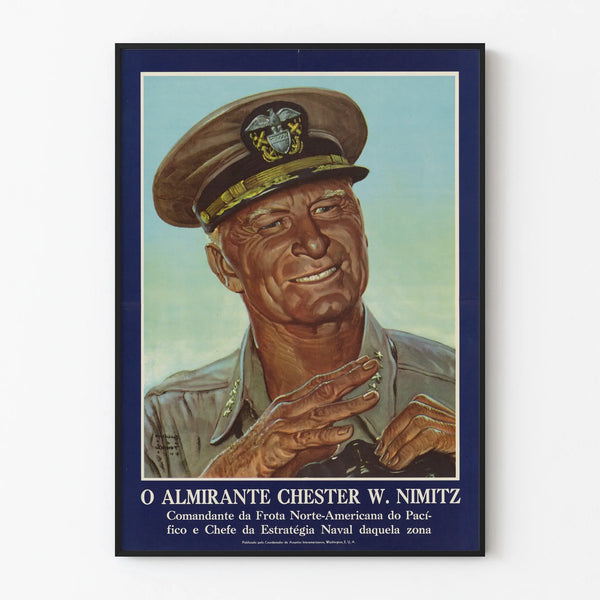 Vintage poster Admiral Chester W. Nimitz naval wall decoration