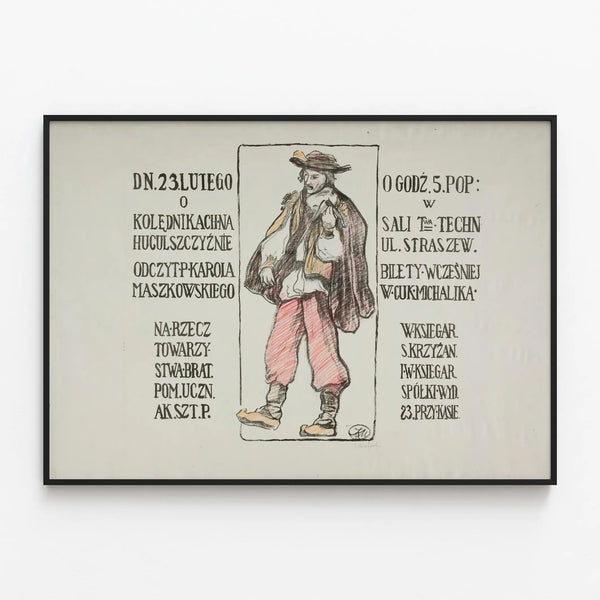 Illustrated Hucul Poster - Vintage Wall Decoration — framed artwork on a wall