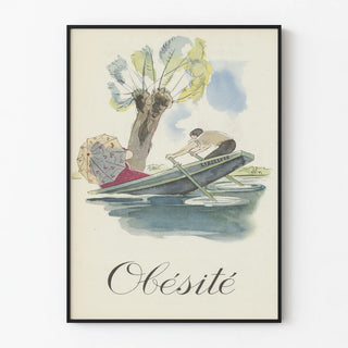 Vintage poster Obesity illustration boating