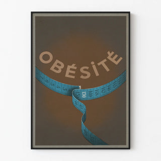 Design Poster Obesity with Blue Tape Measure