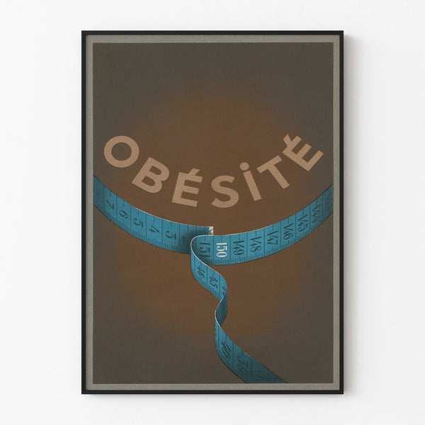 Design Poster Obesity with Blue Tape Measure