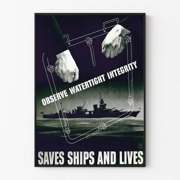 Retro Poster Observe Watertight Integrity - Naval Wall Decoration