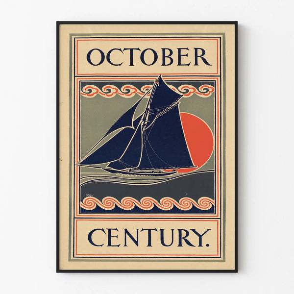 Vintage Sailboat Poster October Century