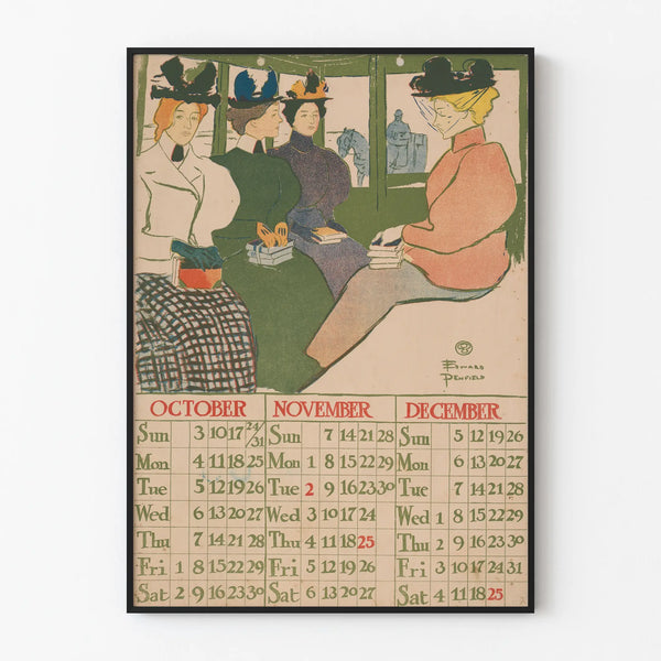 Vintage Calendar Poster 1897 October to December by Edward Penfield