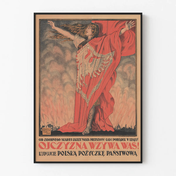 Vintage Polish patriotic poster for wall decoration