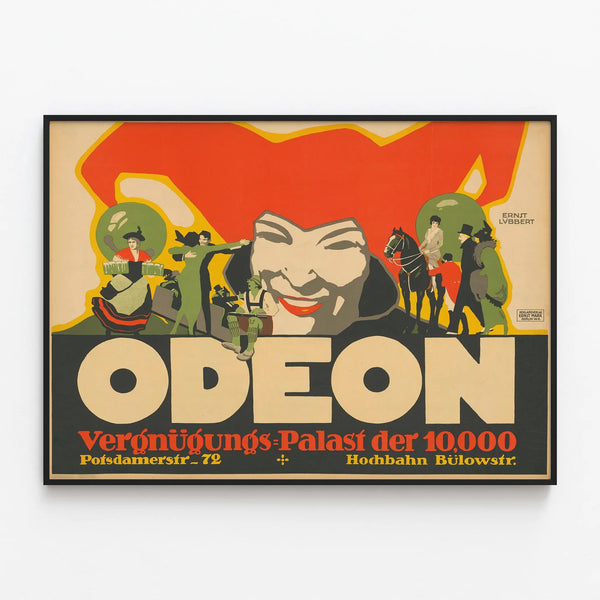 Vintage Odeon Vergnügungspalast Poster Wall Decoration — framed artwork on a wall