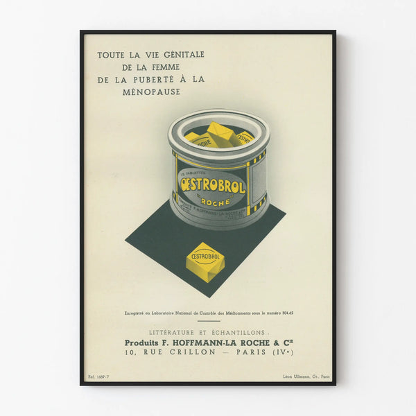 Vintage OestroBrol poster for medical wall decoration