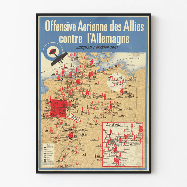 Vintage Poster of Allied Air Offensive Against Germany 1941