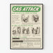 Vintage poster of safety instructions for indoor gas mask