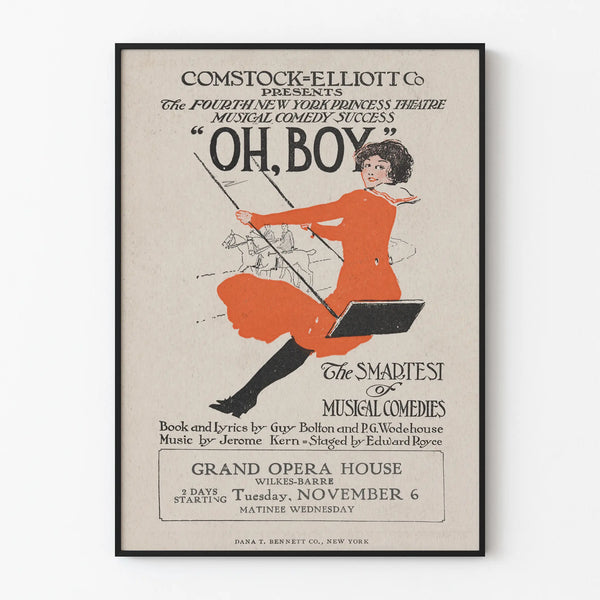 Vintage poster of the musical Oh Boy - Artistic wall decoration
