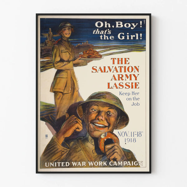 Vintage poster The Salvation Army Lassie - Retro wall decoration of the 1918 war campaign