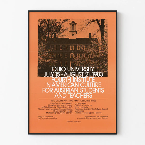 Vintage Ohio University Poster 1983 - Student Wall Decoration
