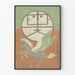Art Deco Poster of Winged Horse and Graphic Symbol