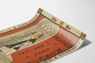 Vintage poster of historic houses in Norwich, Connecticut
