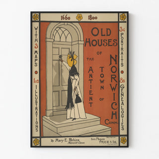 Vintage poster of historic houses in Norwich, Connecticut