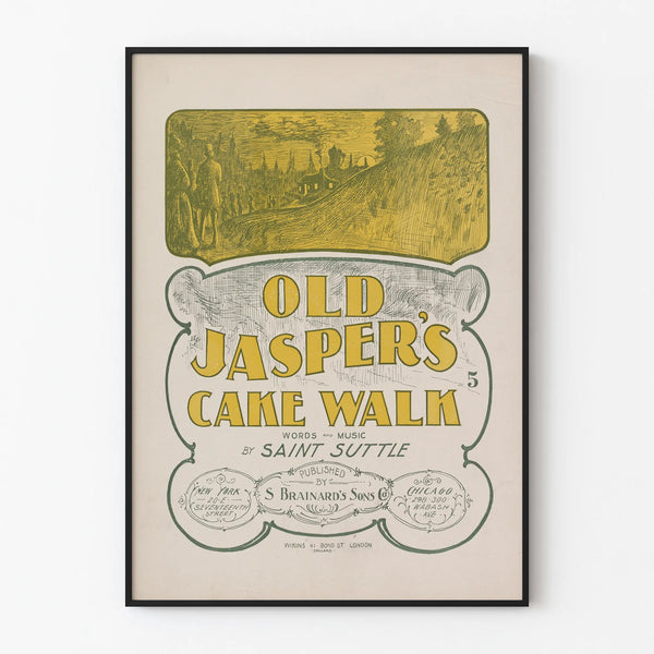 Vintage poster Old Jasper's Cake Walk - Retro musical illustration