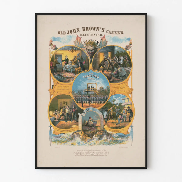 Vintage poster illustrating the career of Old John Brown