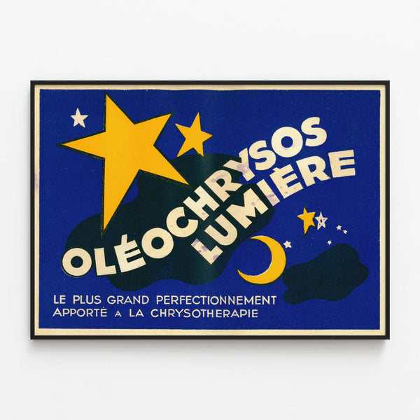 Vintage Poster Oléo Chrysos Light for Wall Decoration — framed artwork on a wall
