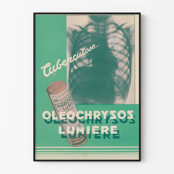 Vintage poster for wall decoration Radiology Tuberculosis Oléochrysos Light