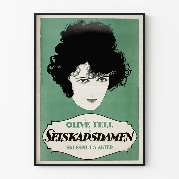 Vintage Olive Tell i Selskapsdamen Poster - Artistic Wall Decoration