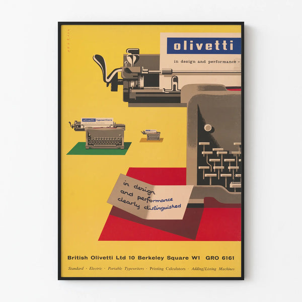 Vintage Olivetti poster of typewriter design and performance