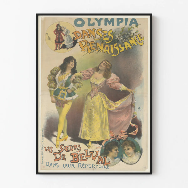 Renaissance Dance Poster The Sisters of Belval - Vintage Wall Decoration