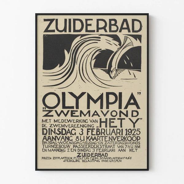 Vintage Zuiderbad Olympia Swimming Evening Poster - Pool Wall Decoration