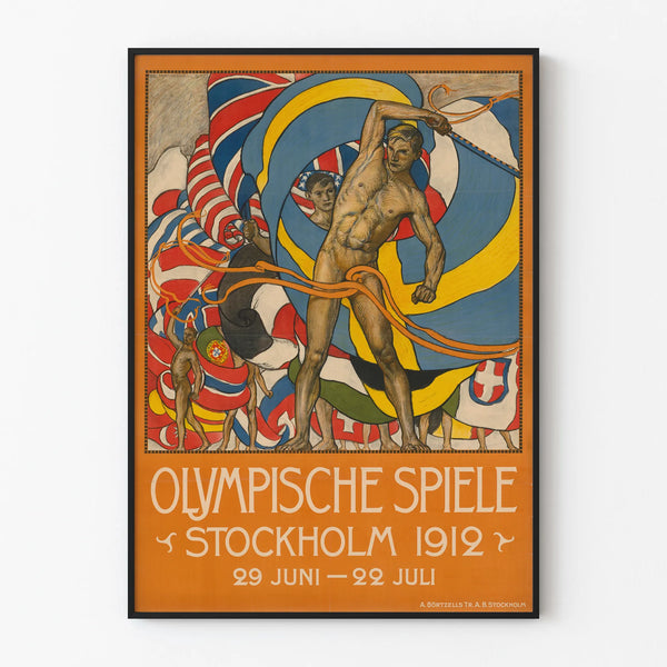Vintage Poster of the Stockholm 1912 Olympic Games - Sports Wall Decoration