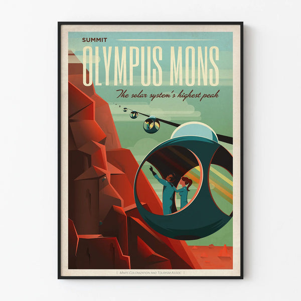 Retro Poster of Olympus Mons - Summit of the Highest Peak in the Solar System