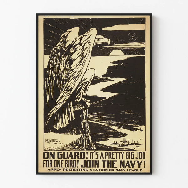 Vintage American marine poster with eagle in guard